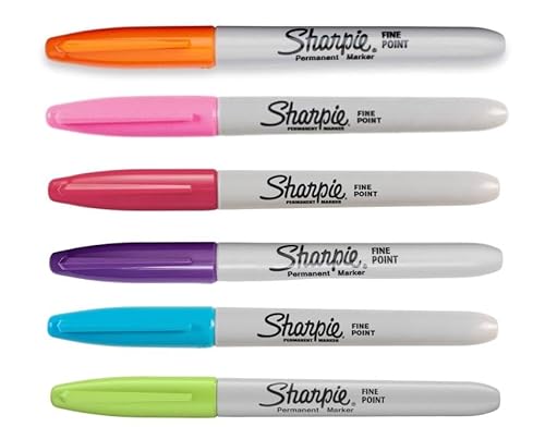 Sharpie Permanentmarker, feine Spitze, sechs Farben, 6 Stück von SHARPIE