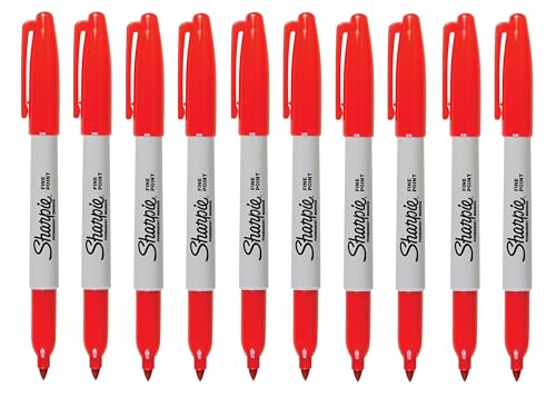 Sharpie Permanentmarker | Feine Spitze | Rote Tinte | 10 Stück von SHARPIE