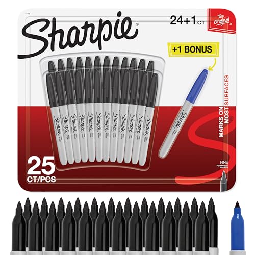 Sharpie Permanentmarker mit feiner Spitze, 25 Stück, schwarz von SHARPIE