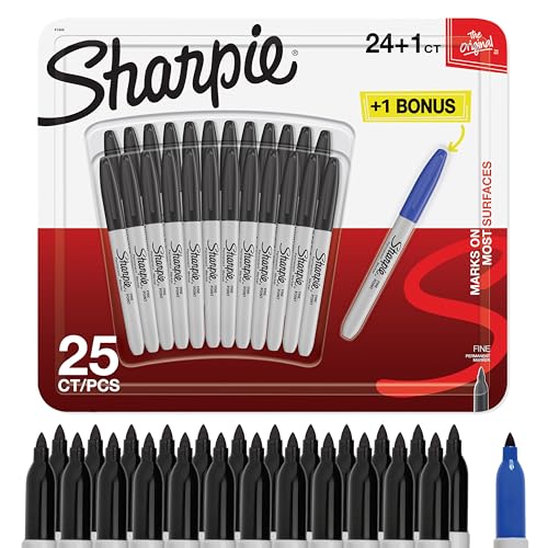 Sharpie Permanentmarker mit feiner Spitze, 25 Stück, schwarz von SHARPIE