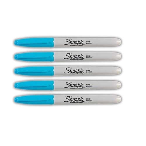 Sharpie Permanent Marker | Feine Spitze | hellblau | 5 Stück von SHARPIE