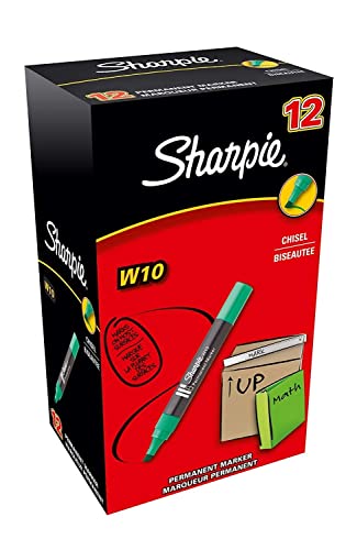 Sharpie W10 Permanentmarker, Keilspitze, 12er Box, grün von SHARPIE