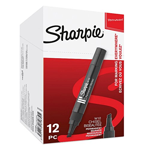 Sharpie W10 Permanentmarker | Keilspitze | schwarz | 12er Box von SHARPIE