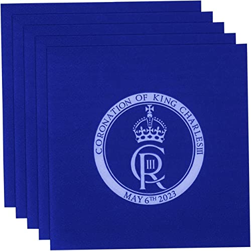 SHATCHI 50 blaue Papierservietten King Charles III Königskronation UK British Royal Partyzubehör Geschirr Dekorationen Souvenir von SHATCHI