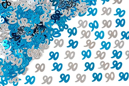 SHATCHI Konfetti-Folie zum 90. Geburtstag, Metallic-Glitzer, 56 g, Blau und Silber, 12 mm von SHATCHI