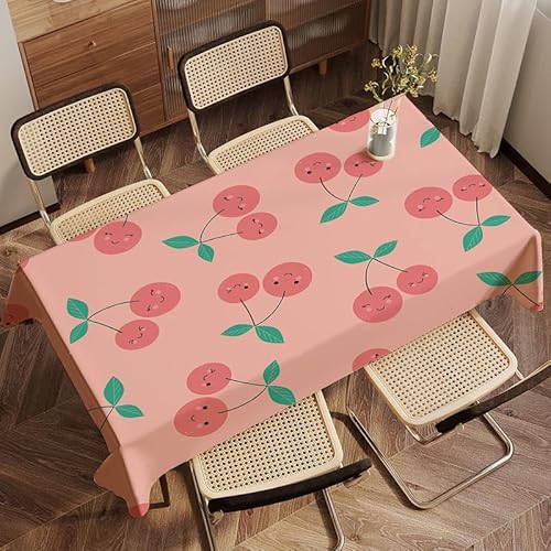 Tischdecke Rosa Früchte Abwaschbar, Lotuseffekt Eckig,Tischtuch Wasserabweisend Tischwäsche Fleckschutz, Schmutzabweisend,Abwischbare Tafeldecke Für Party Küche140 X 180 cm von SHATSS