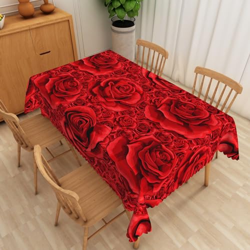 Tischdecke Weihnachten Rote Rose Pflegeleicht Mit Saum, Tischtuch Tisch Decke Abwaschbar Und Bügelfrei, Abwaschbar Schmutzabweisend 140 X 220 cm von SHATSS