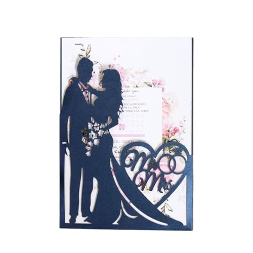 Hochzeitseinladungen 25 Stücke Mode Braut Und Bräutigam Hochzeitseinladungen Karte Liebe Herz Gruß Einladungskarte Valentinstag Party Dekoration Lieferungen Hochzeitseinladungen Diy(Blue Cover and inn von SHBHWS