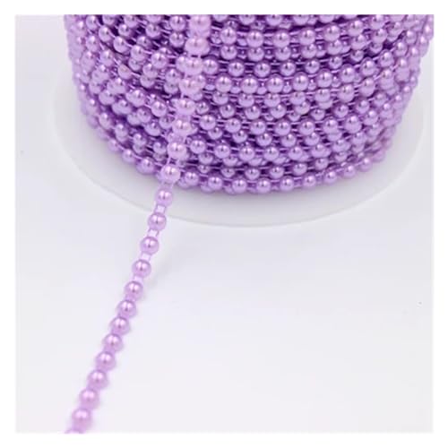Perlengirlande 4 mm weiß/rosa Farbe 5 m/Los halbrunde Flatback-Imitation ABS-Perlenkette for DIY-Dekoration für DIY Handwerk (Color : Purple) von SHBHWS