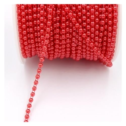 Perlengirlande 4 mm weiß/rosa Farbe 5 m/Los halbrunde Flatback-Imitation ABS-Perlenkette for DIY-Dekoration für DIY Handwerk (Color : Red) von SHBHWS