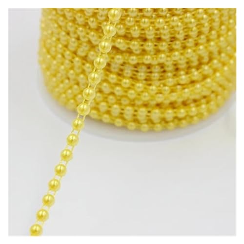 Perlengirlande 4 mm weiß/rosa Farbe 5 m/Los halbrunde Flatback-Imitation ABS-Perlenkette for DIY-Dekoration für DIY Handwerk (Color : Yellow) von SHBHWS