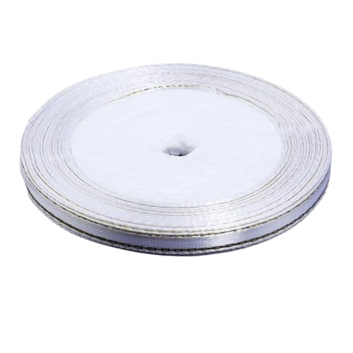 SHBHWS Dekoration Geschenkband 100 Yards farbige Satinbänder mit Goldrand, Stoffband for DIY-Party, Hochzeit, Dekoration, Verpackung, handgefertigte Materialien Geschenkband(White,10mm) von SHBHWS