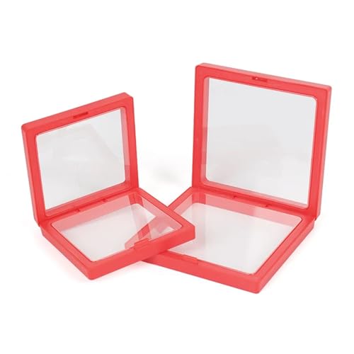 SHBHWS Transparente Schmuckschatulle Aus PE-Folie 10 Stück Pe Film Schmuck Aufbewahrungsbox Armband Anhänger Schmuck Aufbewahrungsbox 3D Verpackung Box Edelstein PE Film Display Box(RED,14x14) von SHBHWS