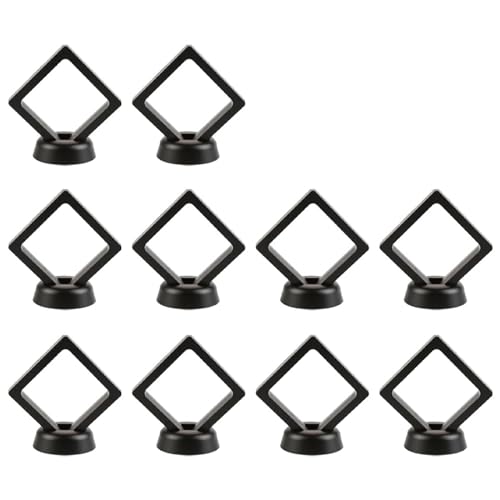 Transparente Schmuckschatulle Aus PE-Folie 3D schwebende Bilderrahmen-Box, Schmuckständer, Ring-Anhänger-Halter, schützen Sie den Schmuckstein-Präsentationskoffer PE Film Display Box(Black 10PCS) von SHBHWS