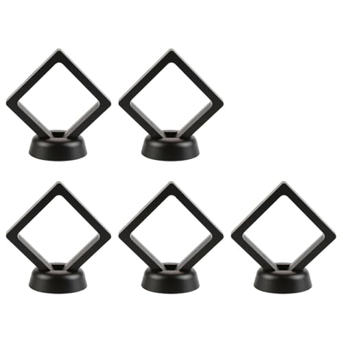 Transparente Schmuckschatulle Aus PE-Folie 3D schwebende Bilderrahmen-Box, Schmuckständer, Ring-Anhänger-Halter, schützen Sie den Schmuckstein-Präsentationskoffer PE Film Display Box(Black 5PCS) von SHBHWS