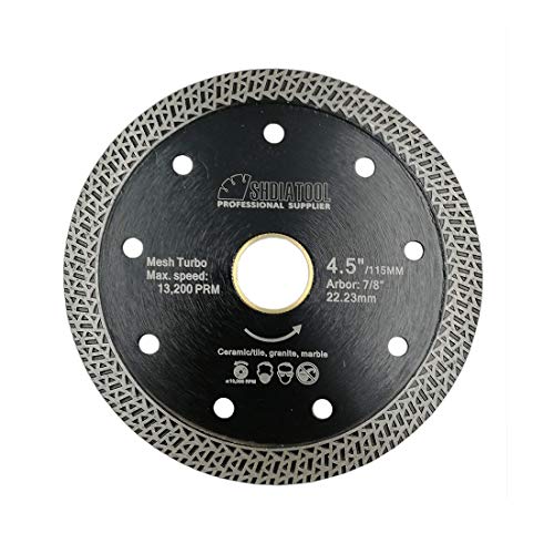 SHDIATOOL Diamant Trennscheibe 115MM mit Mesh Turbo Felgensegment das Fliesen aus Keramik Granit Marmor schneidet von SHDIATOOL