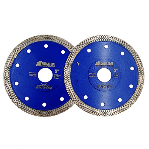 SHDIATOOL Diamant Trennscheibe 2 Stücke 125mm X Mesh Turbo Felgensegment Heißgepresstes Gesintertes Kreissägeblatt für Fliesenmarmor Durchmesser 5" von SHDIATOOL