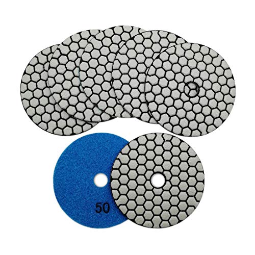 SHDIATOOL 7 Stück Diamant-Polierscheiben, 100 mm, Trocken, Diamant-Polierpads für Marmor, Granit, Stein, Beton (#50) von SHDIATOOL