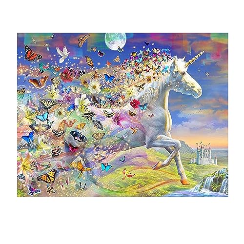 SGZC Diamant Painting Bilder Einhorn 50x40cm Malen nach Zahlen Einhorn Diamond Painting Einhorn Schmetterling Diamond Painting Landschaft Blumen Diamant Painting Einhorn Bilder Blumen Schmetterling von SHEGZHUC