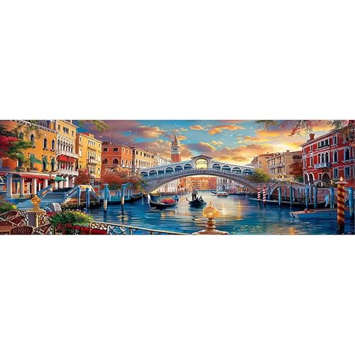 SHEGZHUC 110x50cm Diamond Painting Italien Landschaft Venedig Diamond Painting Stadt Brücke Diamond Painting Groß XXL Diamant Malerei Kunst Stickerei Kreuzstich Bilder Geschenk Wanddekoration von SHEGZHUC