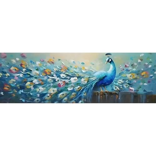 SHEGZHUC 110x50cm Diamond Painting Pfau Groß Blau Malen nach Zahlen Pfau Diamond Painting Tiere Diamond Painting Groß XXL Diamant Malerei Kunst Stickerei Kreuzstich Bilder Geschenk Wanddekoration von SHEGZHUC