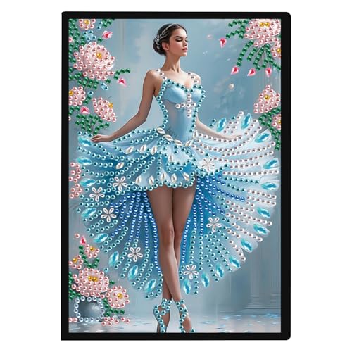 SHEGZHUC 14.5x21cm Diamond Painting Notizbuch A5 Blank Diamant Painting Notizbuch Diamant Malerei Notizbuch Diamond Painting Strass Special Spezialsteine Tagebuch Mädchen Geschenke(Ballerina) von SHEGZHUC