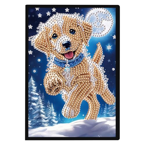 SHEGZHUC 14.5x21cm Diamond Painting Notizbuch A5 Blank Diamant Painting Notizbuch Diamant Malerei Notizbuch Diamond Painting Strass Special Spezialsteine Tagebuch Mädchen Geschenke(Hund Labrador) von SHEGZHUC