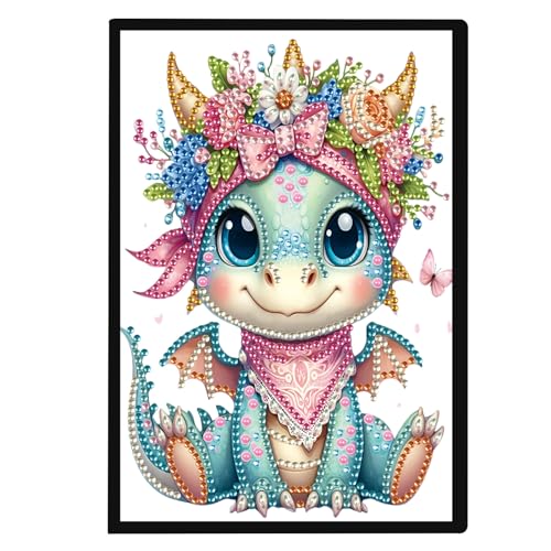 SHEGZHUC 14.5x21cm Diamond Painting Notizbuch A5 Blank Diamant Painting Notizbuch Diamant Malerei Notizbuch Diamond Painting Strass Special Spezialsteine Tagebuch Mädchen Geschenke Drache Dinosaurier von SHEGZHUC