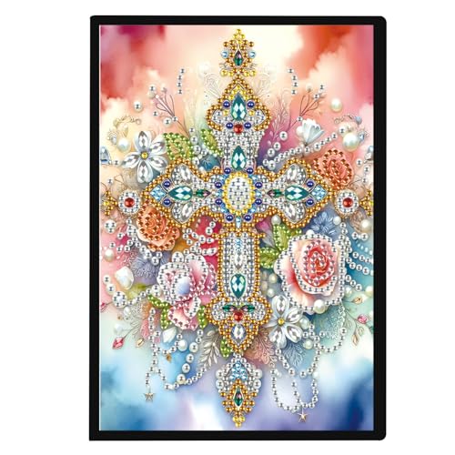 SHEGZHUC 14.5x21cm Diamond Painting Notizbuch A5 Blank Diamant Painting Notizbuch Diamant Malerei Notizbuch Diamond Painting Strass Special Spezialsteine Tagebuch Mädchen Geschenke || Kreuz Jesus von SHEGZHUC