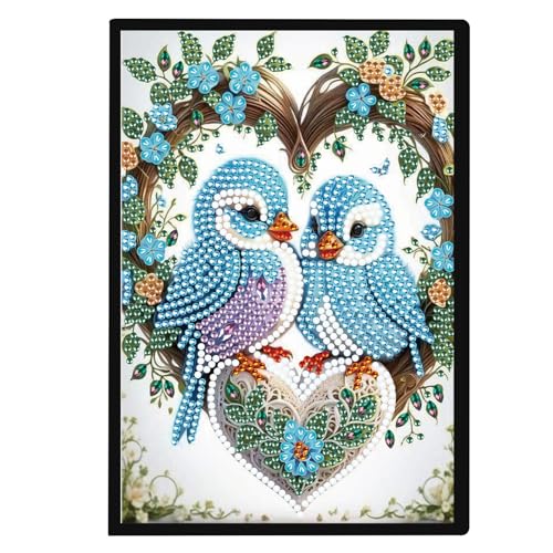 SHEGZHUC 14.5x21cm Diamond Painting Notizbuch A5 Blank Diamant Painting Notizbuch Diamant Malerei Notizbuch Diamond Painting Strass Special Spezialsteine Tagebuch Mädchen Geschenke Vogel Kolibri Kranz von SHEGZHUC