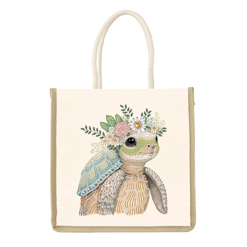 SHEGZHUC 26x26cm Diamond Painting Tasche Diamond Painting Einkaufstaschen Tragetasche Umhängetasche Diamant Painting Stofftasche Baumwolltasche Handtasche Bastelset Geschenk || Schildkröte Turtles von SHEGZHUC