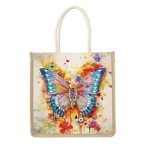 SHEGZHUC 26x26cm Diamond Painting Tasche Diamond Painting Schmetterling Einkaufstaschen Tragetasche Umhängetasche Diamant Painting Stofftasche Baumwolltasche Handtasche Bastelset Geschenk von SHEGZHUC