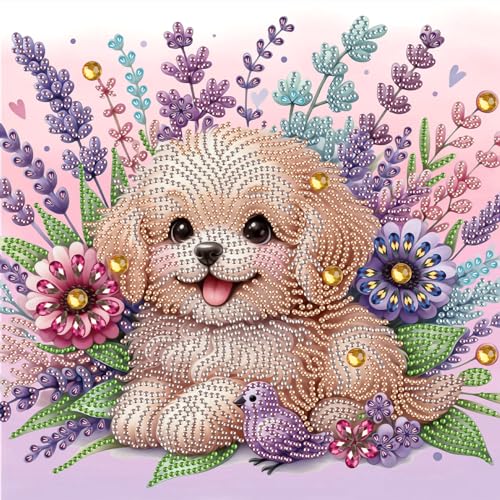 SHEGZHUC 30x30cm Diamond Painting Hund Diamond Painting Tiere Diamond Painting Strass Special Blumen Diamond Painting Spezialsteine Diamant Malerei Kunst Stickerei Kreuzstich Geschenk Wanddekoration von SHEGZHUC