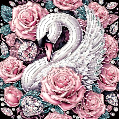 SHEGZHUC 30x30cm Diamond Painting Schwan Diamond Painting Strass Special Tiere Diamond Painting Spezialsteine Blumen Rose Diamant Malerei Kunst Stickerei Kreuzstich Bilder Geschenk Wanddekoration von SHEGZHUC