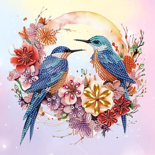 SHEGZHUC 30x30cm Diamond Painting Vogel Blumen Kolibri Diamond Painting Strass Special Tiere Diamond Painting Spezialsteine Diamant Malerei Kunst Stickerei Kreuzstich Bilder Geschenk Wanddekoration von SHEGZHUC