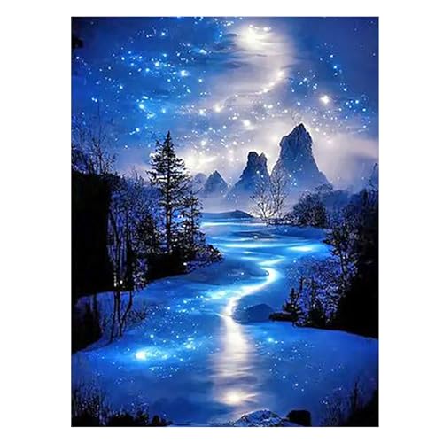 SHEGZHUC 40x50cm Diamond Painting Flusswasser Diamond Painting Wasserfall Glitzer Blau Meer Diamond Painting Landschaft Stickerei Kreuzstich Diamant Malerei Kunst Bilder Geschenk Wanddekoration von SHEGZHUC