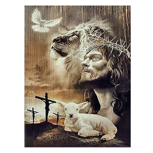 SHEGZHUC 40x50cm Diamond Painting Jesus Christus Diamond Painting Jesus Löwe Taube Lamm Diamond Painting Kreuz Jesus Diamant Malerei Kunst Stickerei Kreuzstich Bilder Geschenk Wanddekoration von SHEGZHUC