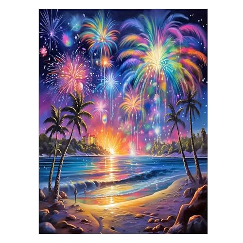 SHEGZHUC 40x50cm Diamond Painting Landschaft Diamond Painting Strand Meer Diamond Painting Feuerwerk Diamant Malerei Kunst Stickerei Kreuzstich Bilder Geschenk Wanddekoration von SHEGZHUC