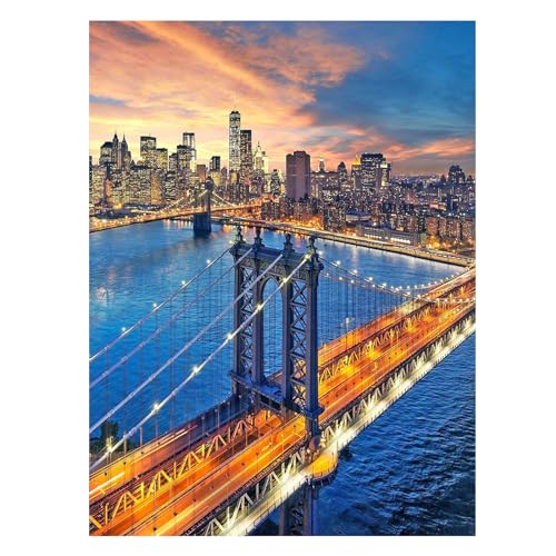 SHEGZHUC 40x50cm Diamond Painting New York City Brücke Brooklyn Brücke Diamant Painting Bilder Brücken Diamond Painting Landschaft Diamant Malerei Kunst Stickerei Kreuzstich Bilder Geschenk Wand Dekor von SHEGZHUC