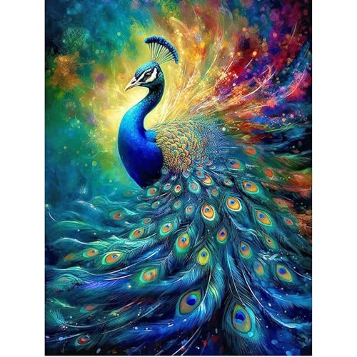 SHEGZHUC 40x50cm Diamond Painting Pfau Groß Malen nach Zahlen Pfau Diamond Painting Tiere Diamant Painting Bilder Pfau Mosaik Diamant Malerei Kunst Stickerei Kreuzstich Bilder Geschenk Wanddekoration von SHEGZHUC