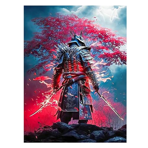 SHEGZHUC 40x50cm Diamond Painting Samurai Diamond Painting Kirschbaum Diamond Painting Japan Landschaft Kirschblüte Samurai Diamant Malerei Kunst Stickerei Kreuzstich Bilder Geschenk Wanddekoration von SHEGZHUC