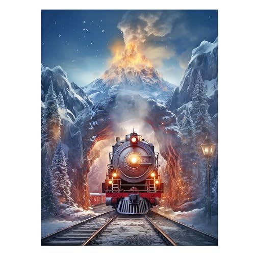 SHEGZHUC 40x50cm Diamond Painting Zug Diamond Painting Berge Landschaft Vulkan Diamond Painting Landschaft Groß Schnee Diamant Malerei Kunst Stickerei Kreuzstich Bilder Geschenk Wanddekoration von SHEGZHUC