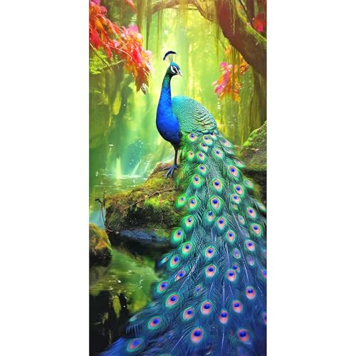 SHEGZHUC 45x85cm Diamond Painting Pfau Groß Malen nach Zahlen Pfau Diamond Painting Tiere Diamant Painting Bilder Pfau Mosaik Diamant Malerei Kunst Stickerei Kreuzstich Bilder Geschenk Wanddekoration von SHEGZHUC