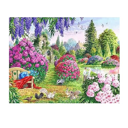 SHEGZHUC 50x40cm Diamond Painting Landschaft Blumen Diamond Painting Wald Landschaft Seen Paar Eichhörnchen Tiere Diamant Malerei Kunst Stickerei Kreuzstich Bilder Geschenk Wanddekoration von SHEGZHUC