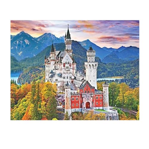 SHEGZHUC 50x40cm Diamond Painting Schloss Neuschwanstein Diamond Painting Landschaft Craft Buddy Schloss Neuschwanstein Palast Stickerei Kreuzstich Diamant Malerei Kunst Bilder Geschenk Wanddekoration von SHEGZHUC