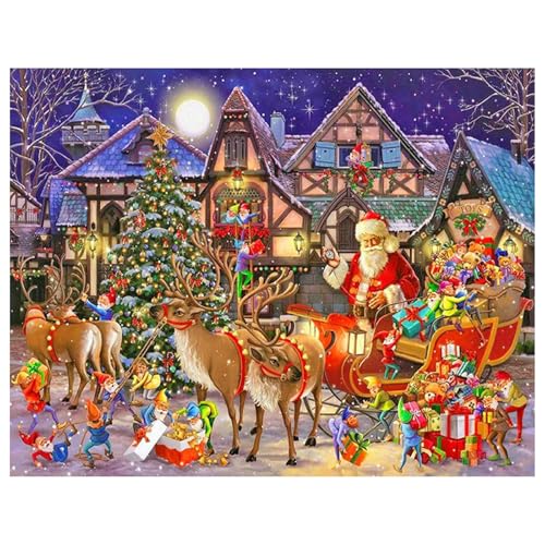 SHEGZHUC 50x40cm Diamond Painting Weihnachten Fensterbilder Diamond Painting Weihnachtsmann Elch Diamond Painting Weihnachtsbaum Diamant Malerei Stickerei Kreuzstich Bilder Geschenk Wanddekoration von SHEGZHUC