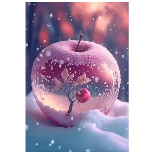 SHEGZHUC 5D Diamond Painting Apfel Kristall 30x40cm Diamant Painting Bilder Apfel Schnee Apfelbaum Diamant Painting Glas Apfel Diamant Malerei Kunst Stickerei Kreuzstich Bilder Geschenk Wanddekoration von SHEGZHUC