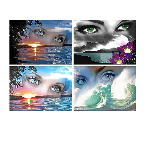 SHEGZHUC Diamond Painting Auge 4er Set 40x30 cm Malen mit Diamanten Auge Malen nach Zahlen Auge Diamant Painting Bilder Auge Diamond Painting Landschaften am Meer Frauen Damen Diamond Painting von SHEGZHUC