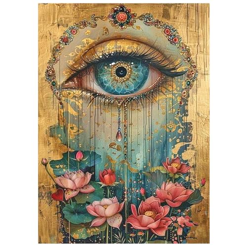 SHEGZHUC Diamond Painting Augen Bilder 30x40cm Diamond Painting Lotusblume Lotusblatt Lotusblüte Zen Mosaik Diamant Malerei Kunst Stickerei Kreuzstich Bilder Geschenk Wanddekoration von SHEGZHUC