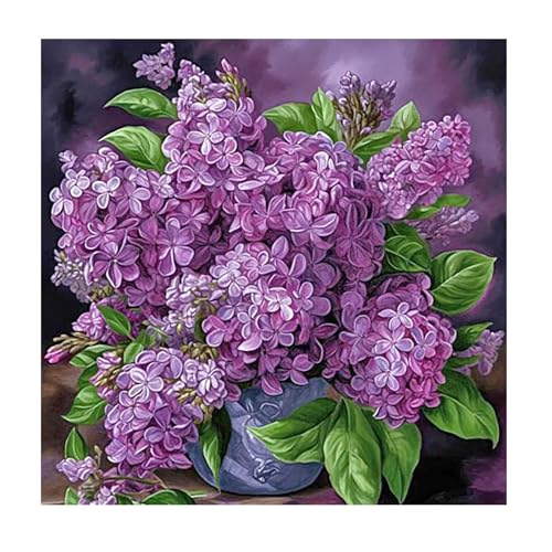 SHEGZHUC Diamond Painting Blumen Flieder 30x30cm Diamond Painting Blumen in Vase Blumenstrauß Diamond Painting Lila Blumen Diamant Malerei Kunst Stickerei Kreuzstich Bilder Geschenk Wanddekoration von SHEGZHUC